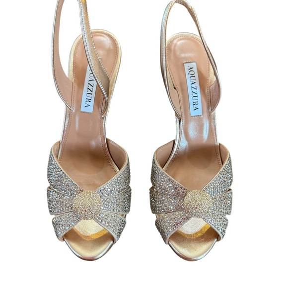 Aquazzura Italian Flirt 75 Embellished Leather Heel Sandals NEW EU 36.5 US 6.5 - Picture 2 of 10
